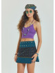 Snap Closure Patchwork Wrapped Floral Skirt 4670